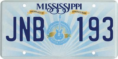MS license plate JNB193