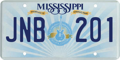 MS license plate JNB201