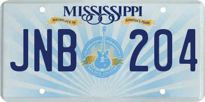 MS license plate JNB204