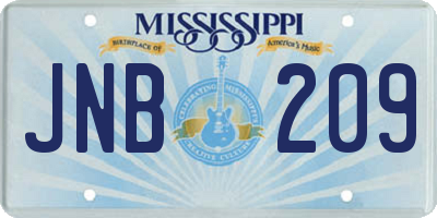 MS license plate JNB209