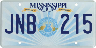 MS license plate JNB215