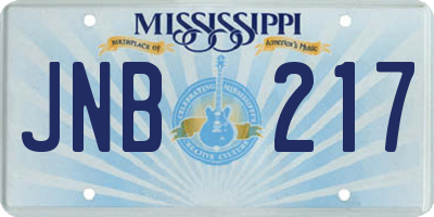 MS license plate JNB217