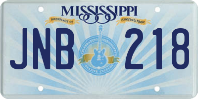 MS license plate JNB218