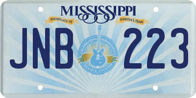 MS license plate JNB223