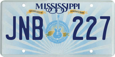 MS license plate JNB227