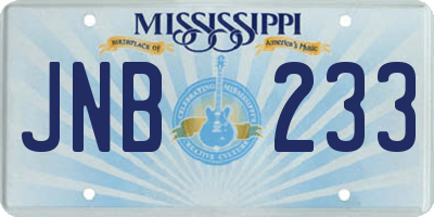 MS license plate JNB233