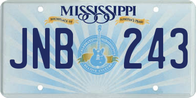 MS license plate JNB243