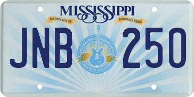 MS license plate JNB250