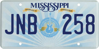 MS license plate JNB258