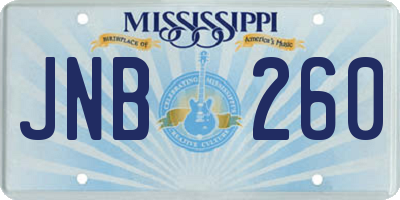 MS license plate JNB260