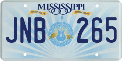 MS license plate JNB265