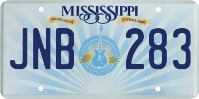 MS license plate JNB283