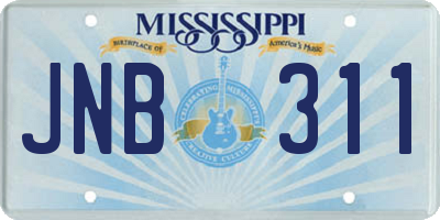 MS license plate JNB311