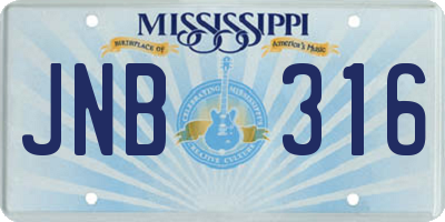 MS license plate JNB316
