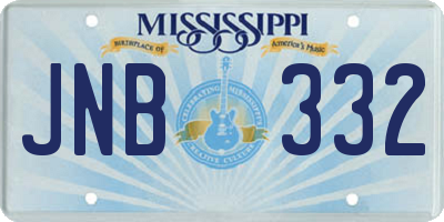 MS license plate JNB332