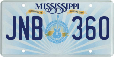 MS license plate JNB360