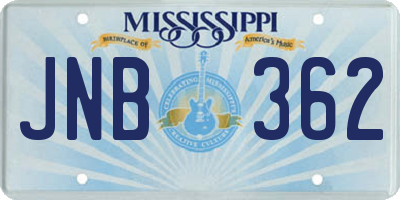 MS license plate JNB362