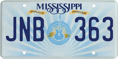 MS license plate JNB363