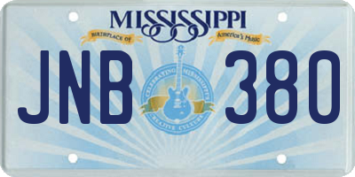 MS license plate JNB380