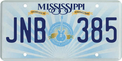 MS license plate JNB385