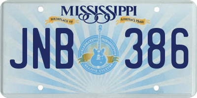 MS license plate JNB386