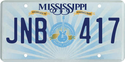 MS license plate JNB417