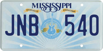 MS license plate JNB540