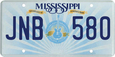 MS license plate JNB580