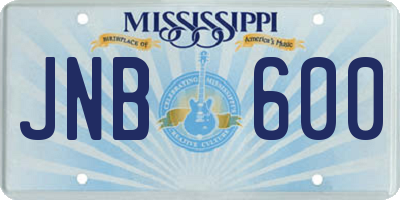 MS license plate JNB600