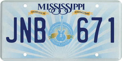 MS license plate JNB671