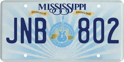 MS license plate JNB802