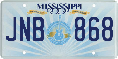 MS license plate JNB868