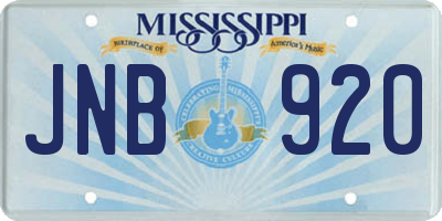 MS license plate JNB920