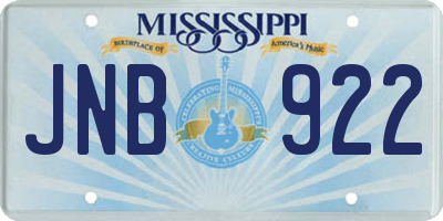 MS license plate JNB922