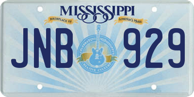 MS license plate JNB929