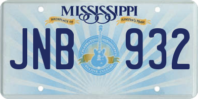 MS license plate JNB932