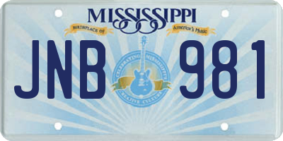 MS license plate JNB981