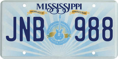 MS license plate JNB988
