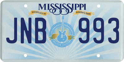 MS license plate JNB993