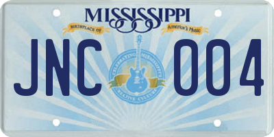 MS license plate JNC004