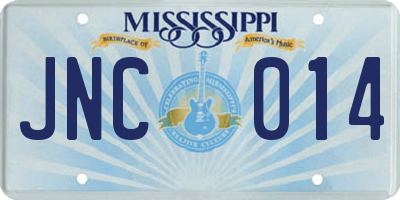 MS license plate JNC014