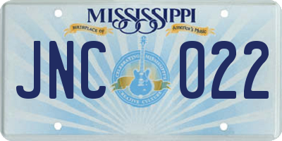 MS license plate JNC022