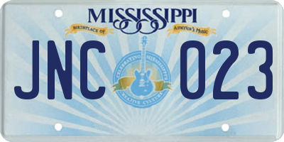 MS license plate JNC023