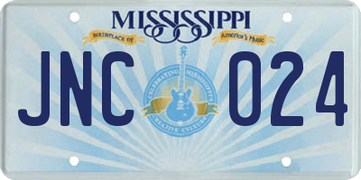 MS license plate JNC024