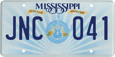 MS license plate JNC041