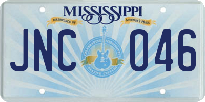 MS license plate JNC046