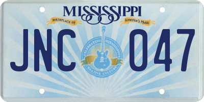 MS license plate JNC047