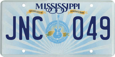MS license plate JNC049