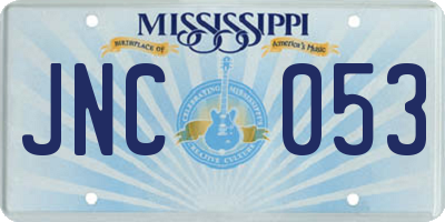 MS license plate JNC053