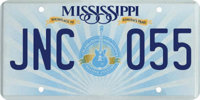 MS license plate JNC055